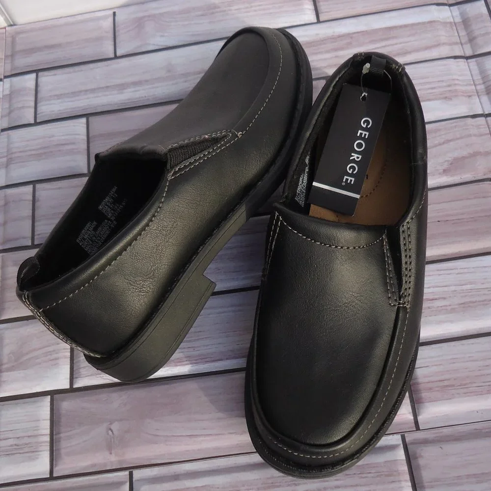NWT. SIZE 13. George black slip-on formal /dress shoes.